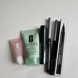 Clinique Set - 3 Eyeliners, Mascara, Scrub, Lip Gross